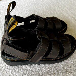Dr. Martens Terry J Dark Brown/Black Junior Leather Strap Sandals Size 13